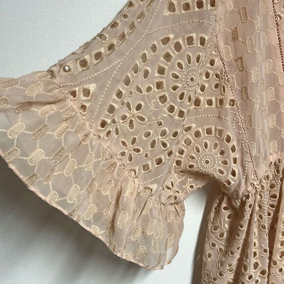 New Anthropologie Akemi+Kin Eyelet Blush Pink Swing Babydoll Style Dress Sz 4 - Picture 10 of 12